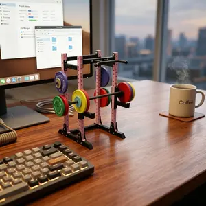 Fitness Toy Display Stand, Trendy Fitness Plaything, Desktop Model with Pull-Up Bar and Dumbbell Weight Set, Multiple Colors Available