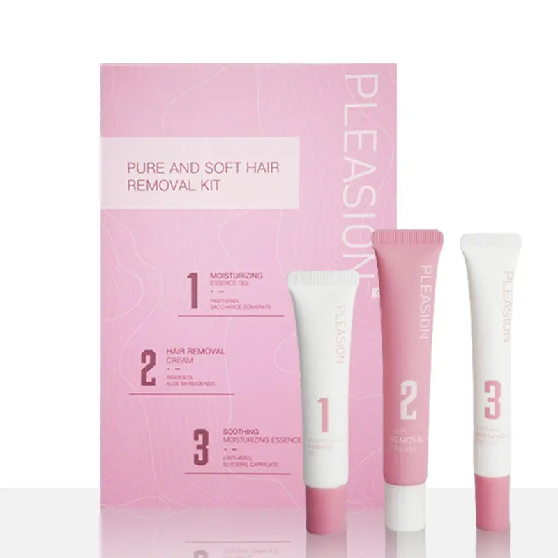 PLEASION Facial Hair Removal Cream with Urea & Licorice Extract, Painless Depilatory for Sensitive Skin, Soothing Body Care for Women & Adults, Cream-Gel, Glycyrrhiza Glabra (Licorice)Root Extract