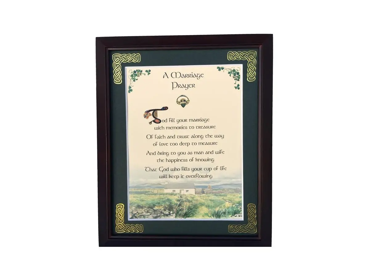 Peter Townsends Irish MPF8X10-A Ivory & Walnut Italian Glass Photo Frame Set, 8x10 in., Tabletop Mount, Wedding Marriage Prayer Blessing Home Decor for Prints, 8 X 10 In