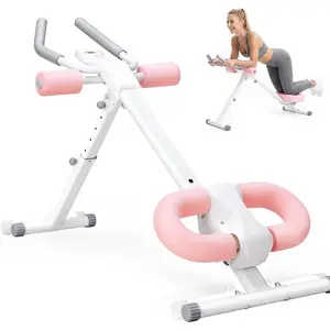 Foldable Ab Trainer Machine 10-Level Adjustable Resistance with LCD Monitor Multi-Function Home Gym Equipment for Arms Legs and Core Training