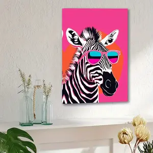Chic Pink Zebra With Glasses Canvas Art - Framed Wildlife Wall Decor For Home, Perfect Holiday Gift, Ready To Hang