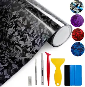 Forged Carbon Fiber Vinyl Wrap, High Gloss Car Wrap Vinyl Roll, Auto DIY Decal Film Sheet with Air Release Technology, Self-Adhesive Car Wrapping 1ft x 5ft