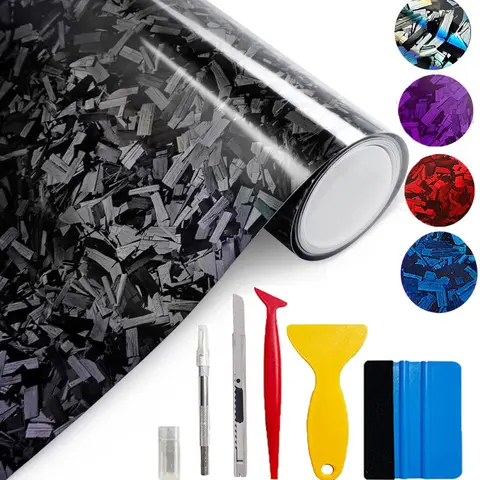 Forged Carbon Fiber Vinyl Wrap, High Gloss Car Wrap Vinyl Roll, Auto DIY Decal Film Sheet with Air Release Technology, Self-Adhesive Car Wrapping 1ft x 5ft #fathersdaygift