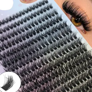 8-16mm Dense False Eyelashes, 280 Pieces, Reusable D Curl Lash Clusters, Fluffy Mink-Like Fiber, Single Strip Lashes, No Ca Prop 65