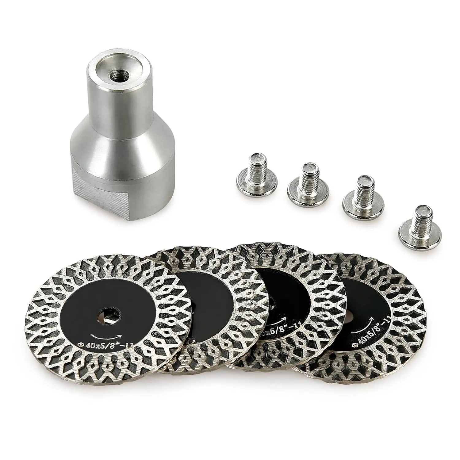 5-Piece 40mm Diamond Engraving Blade & Saw Kit with Removable Flange (5/8-11 Thread) for Granite Marble Ceramic PVC Precision Lettering - Multi-Material Carving Tools-Black #   External Chamfer Deburring Tool