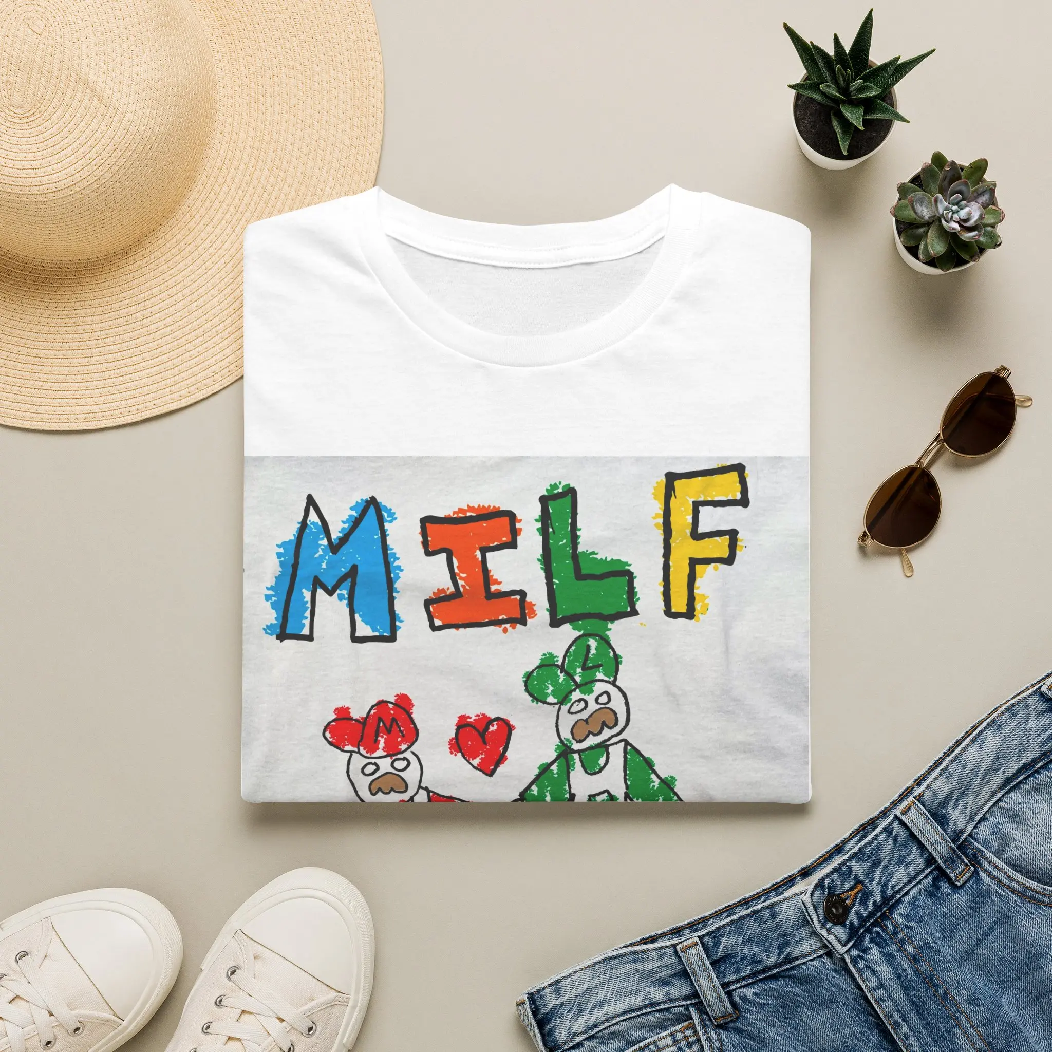 MILF Mario Luigi Inspired Characters T-Shirt | Cartoon Video Game Parody