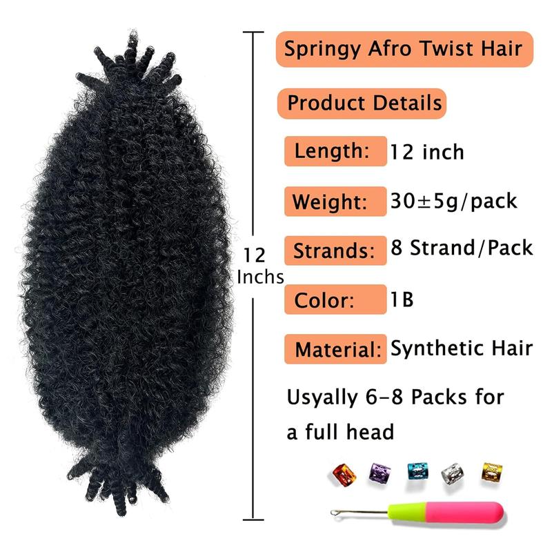 3 Packs Marley Twist Braiding Hair, 12 Inch Pre-Separated Springy Afro Twist Hair Kinky Twist Crochet Twist Hair for Women (12 Inch (Pack of 3), 1B)