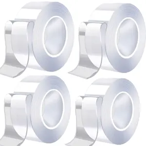 4 Pcs Double Sided Tape Heavy Duty Mounting Tape Waterproof Adhesive Strips Strong Elasticity Reused Multipurpose Nano Two Sided Tape Strong Adhesive for Home, Car, Father's Day Gifts