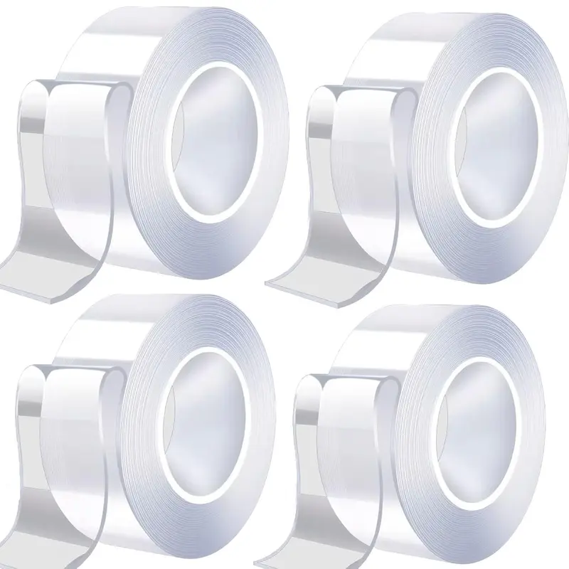 4 Pcs Double Sided Tape Heavy Duty Mounting Tape Waterproof Adhesive Strips Strong Elasticity Reused Multipurpose Nano Two Sided Tape Strong Adhesive for Home, Car, Father's Day Gifts