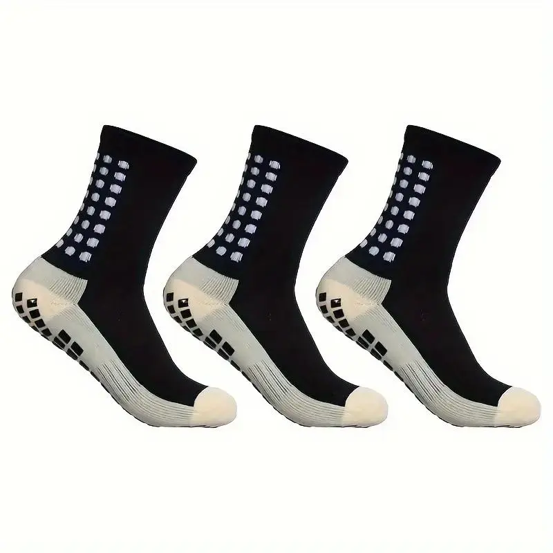 Lpxpass Unisex Athletic Grip Socks, Cushioned & Breathable Crew Socks with Non-Slip Silicone Soles for Soccer, Football & Fitness (3, 6, or 10 Pairs), Athletic Socks, Grip Socks For Soccer