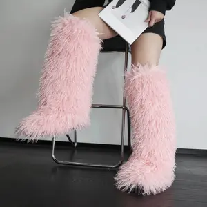 Faux Fur Boots in Knee High Length for Women Stylish Comfortable Versatile and Practical Ideal for Casual and Semi-Formal Occasions