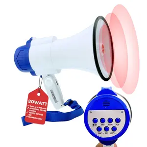 5 Core Megaphone 30W Bull Horn PA Speaker w 800 Yards Range USB Loud Siren Voice Amplifier Portable