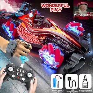 WONDERFUL PLAY: Gesture Sensin& Remote Control Four-wheel (RED),360° Remote Control -Rechargeable Drift , Dual-Controller Control, All-Terrain,High-Speed Climbing Vehicle with LED Lights for Kids & Adults,Ideal Birthday Gifts， Gesture Sensing RC Stunt Car