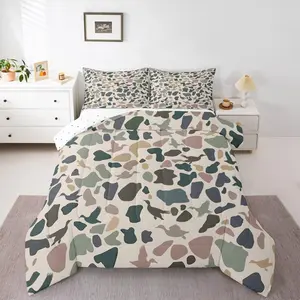 Feelyou Vintage Wild Mallard Duck Comforter Queen Size - Army Camouflage Rustic Hunting All-Quilt Duvet Bedding Set, Kids Boys Room Decor
