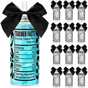 Funnymoom 12 Pcs Teacher Appreciation Gift Cups Bulk 13.5 oz Thank You Drinking Cups Mug with Lids and Straws Bow Hair Tie Reusable Plastic Tumbler for Teacher Coworker Stuff Gift(Marble,Black)