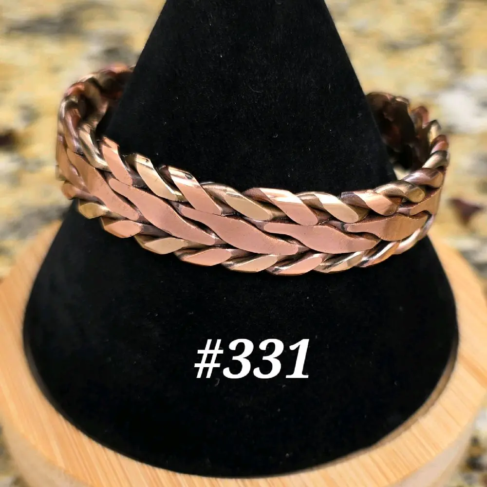 #331 Copper & SB  5 1/4" x 9/16" Cuff Bracelet Handmade Artisan Jewelry Unisex Gift Ready Comfortable Daily Wear Open Cuff Design