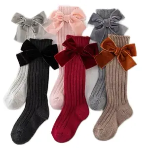 “Adorable Velvet Bow Socks for Females – Fall & Winter Fashion – Available in Light Gray, Dark Gray, Black, Pink, Burgundy and  Brown – Cozy Style for Every Outfit!”