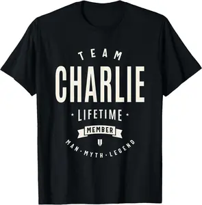 Team Charlie Lifetime Member Funny Name Charlie T-Shirt - 100% Cotton Loose sports T-shirt