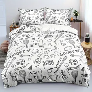Cartoon ball theme duvet cover set - 2/3 pieces, soft, comfortable and breathable, ball polyester machine washable, universal in all seasons (including 1 duvet cover + 1 or 2 pillowcases, no quilt core pillow core)
