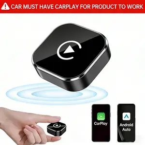 Wireless CarPlay Adapter 2-in-1 Wireless CarPlay Android Auto Adapter with 5.8GHz Dual Band Transmission Built in Smart Voice Control Original Steering Wheel/Knob/Touchscreen Operation for iPhone 6+/iOS10+ Overseas Android Vehicles Plug and Play Hidden De