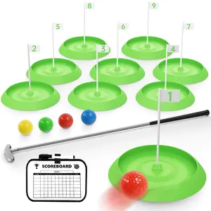 Mini Golf Game Set, Indoor Mini Golf Course for Adults Includes 9 Holes, 4 Balls, Dry-Erase Scorecard, and Golf Putter, Build Your Own Miniature Golf Course at Home Office Green Backyard