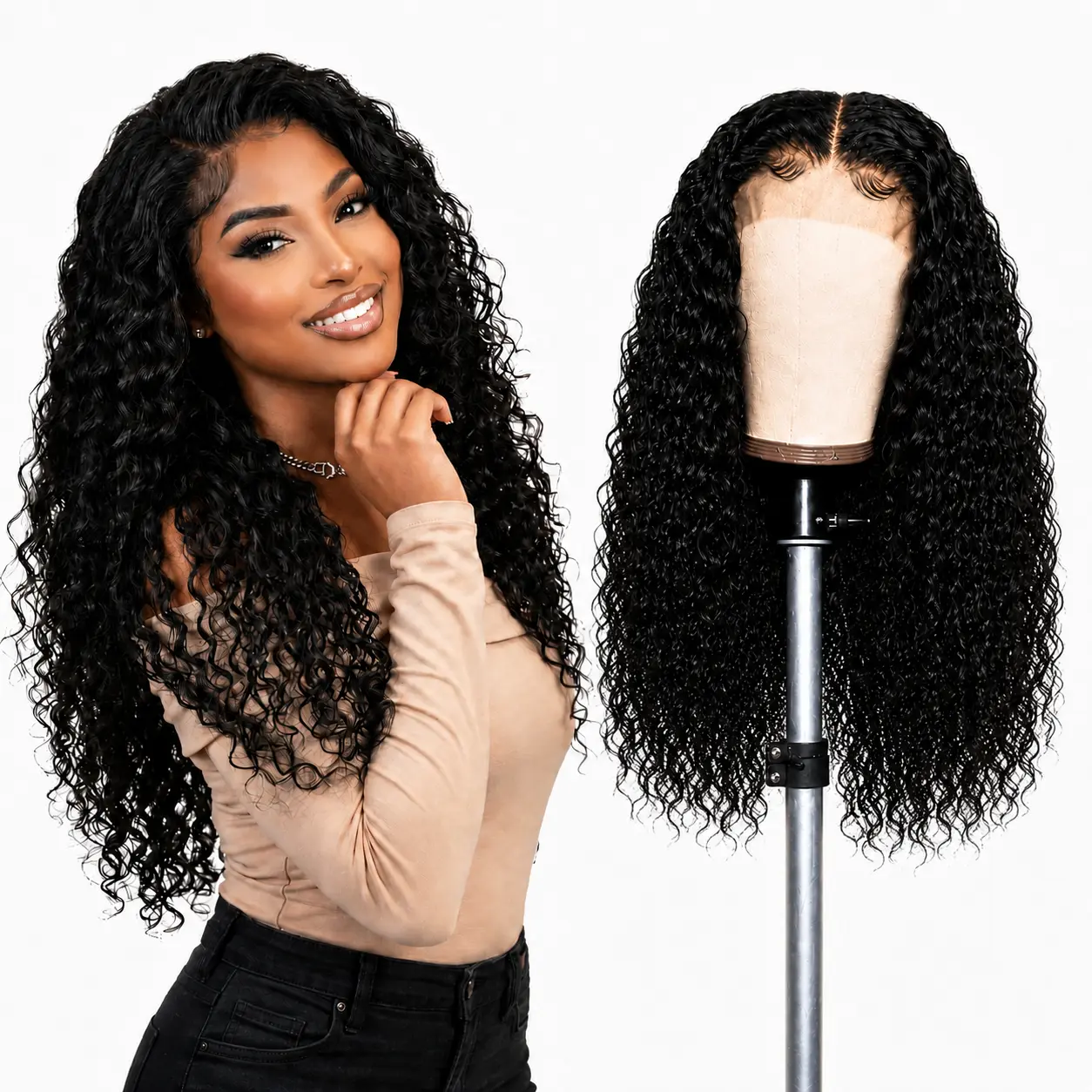 【Deal 73.99$ Sale 26-Inch】 Natural Black Deep Wave & Body Wave & straight Human Hair Wig 13X4 HD Transparent Lace Front Wigs Human Hair 180% Density 13x4 HD Straight Lace Frontal Wig Pre Plucked