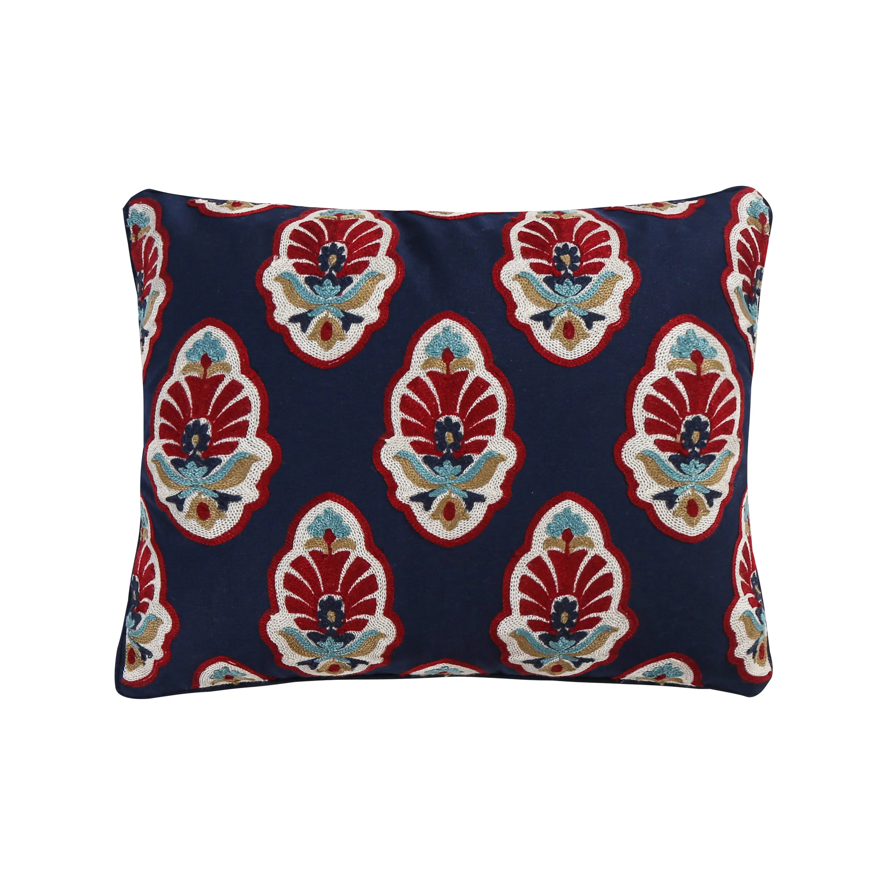 Moreno Damask Embroidered Decorative Pillow - Textile Accent Cushion, Home Accessory for Living Room, Bedroom