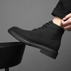 British Style Men's High Top Boots Fashion Versatile Work Boots Trendy Casual Shoes