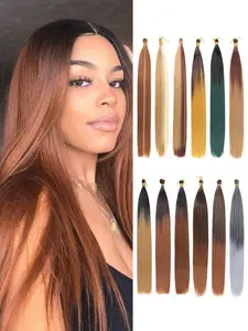 28 Inch Straight Hair Extensions Bone Straight Braiding Hair, Soft Synthetic Bundles Crochet Braids Hair Bundles for Braiding, Hair Weave Extensions