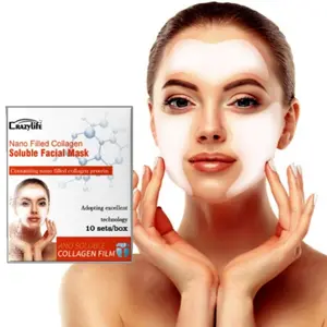 Collagen Facial Mask, 10pcs/box Hydrating Soluble Type Face Mask, Nourishing Forehead Mask, Face Care Mask for Deeply Hydrate & Comfort Skin, Daily Skincare Product,   Generous Quantity, Moisture Beauty Products, Moisturizing Mask, Deep Moisturizing Mask