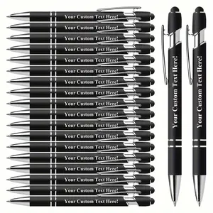 Customizable Round Metal Retractable Ballpoint Pen Set with Stylus Smooth Writing Experience Medium Point Perfect for Office School Diary and Art Projects with Touchscreen Tip