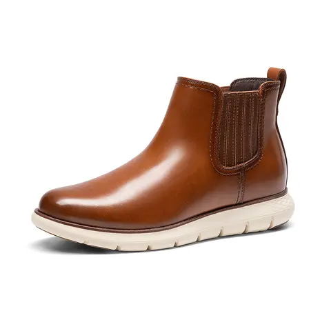 BRUNO MARC Men's Slip-On Leather Chelsea Ankle Boots - Elastic Sides, All Black Fashion Footwear, Outdoor-Ready Walking Shoes for Casual Wear