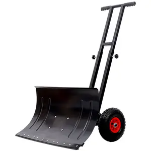 Dual Bar Snow Shovel with Wheels 29" Blade 10" Wheels Adjustable Length & Angle Handle Snow Pusher Removal Tool