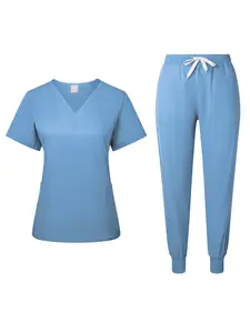 New Scrubs Set Uniforms Stretch Scrub Tops With Pocket Pants Nurse Uniform Overalls Beauty Salon Workwear