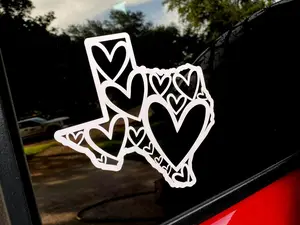 Texas Decal Sticker | Texas and Hearts Car Decal | Also for Laptops, Cups and Tumblers, and so much more | Texas Vinyl Decal