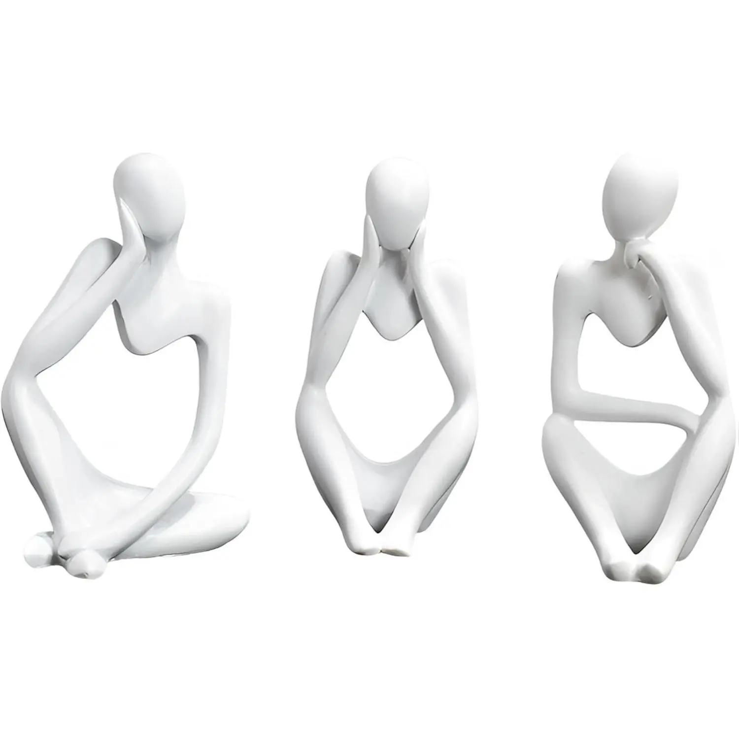Resin Thinker Statue Decor,Abstract Style Sculptures,Collectible Figurines，Housewarming Gifts & Decorations,Home Office Bookshelf Desk Decor (White)