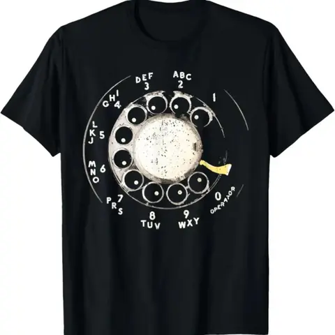 Women's Vintage Rotary Phone Dial Graphic T-Shirt - 100% Cotton Shortsleeve Crewneck Top, Breathable Everyday Streetwear, Perfect for Summer Outdoor Activities & Casual Wear, Valentine's Day Gift