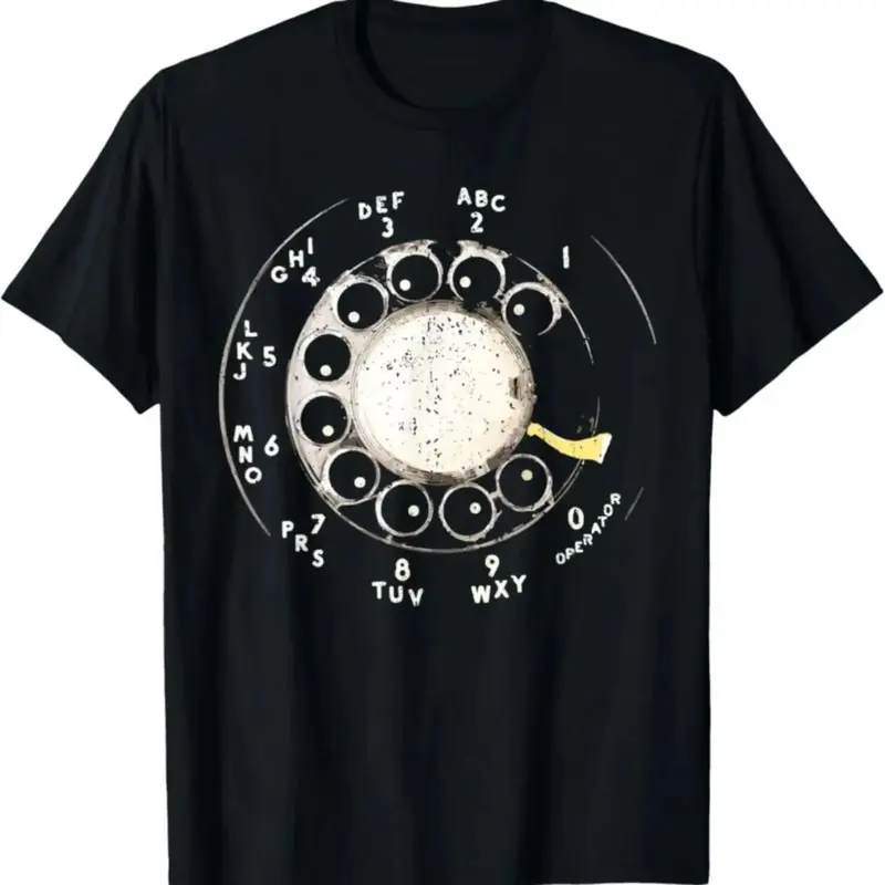 Women's Vintage Rotary Phone Dial Graphic T-Shirt - 100% Cotton Shortsleeve Crewneck Top, Breathable Everyday Streetwear, Perfect for Summer Outdoor Activities & Casual Wear, Valentine's Day Gift