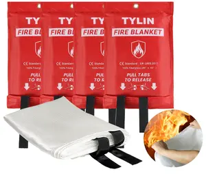 Reusable Heat-Resistant Fire Blanket, Emergency Fire Blanket for Home & Kitchen 40” x 40” - 4 Pack, High Heat Resistant Fire Suppression Blankets for Safety & Kitchen