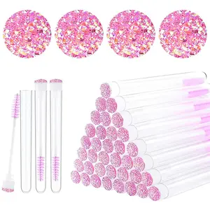 Disposable Mascara Brushes Diamond Eyelash Spoolies Makeup Brush Mascara Wand in Sanitary Tube Lash Supplies
