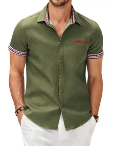 COOFANDY Men's Casual Short Sleeve Button Down Dress Shirt Denim Work Shirts   Collared Menswear
