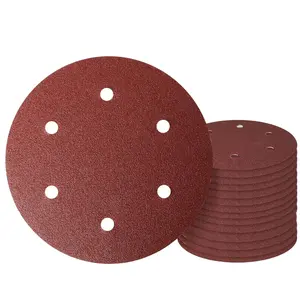 9 Inch 6 Hole Sanding Disc,  60 Grit 15 count Hook and Loop Sandpaper  Oxide Sanding Pads Sand Paper for Drywall Sander  Metal Glass Plastic Leather Rubber