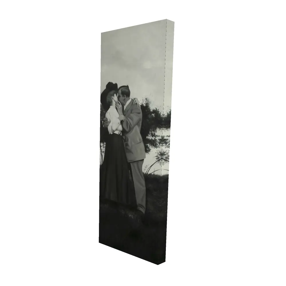 212 MAIN Romantic Vintage Couple Kissing Figurative Canvas Wall Art - 16x48 in. Beige Home Decor, Artistic Photo Print, Ideal Anniversary Gift for Bedroom Aesthetic