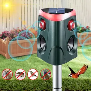 1PC Ultrasonic Infrared Bird Repeller with LED Flashlight, Motion Sensor and Voice Alarm, 360 Degree Sensing, Outdoor Use for Farm, Chicken Coop, Orchard