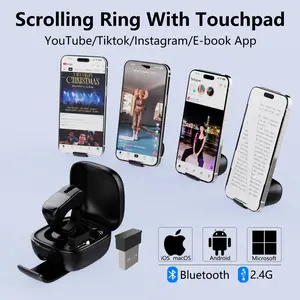 ZOZVO Bluetooth-2.4G Dual-Mode Air Finger Ring Mouse, Mobile Phone Accessory for Selfie Control, PowerPoint Page Turner, Web Browsing, Tiktok Scrolling Ring，foriPhone/Android/PC,Remote Control for Camera/Video Recording/Kindle App (Black) Cellphone