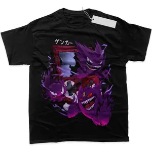 Gengar Gatsly Haunter Anime Streetwear Unisex T-Shirt, Gift For Fan Pokemon, Anime Graphic Tee, Anime Shirt, Crewneck Short Sleeve Shirt
