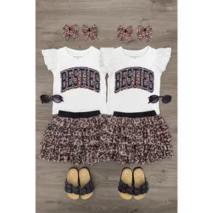 "Besties" Cheetah Sequin Skirt Set