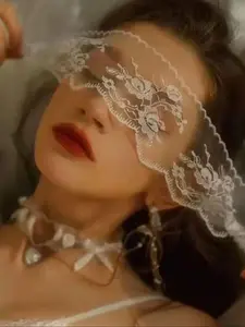 Women's Elegant Lace Eye Mask, Sexy Accessory, Hollow Out Bridal Veil, Lace Drop Veil, Fashion Accessories for Party, Daily Clothing Decor, for Birthday Gift