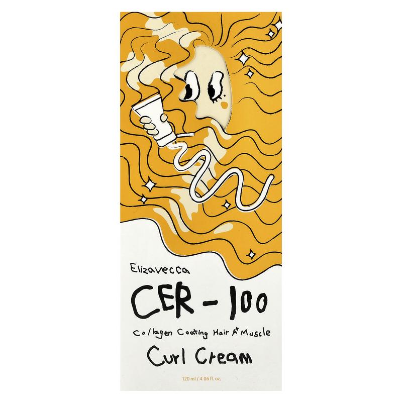 Elizavecca Cer-100 Collagen Coating Hair A+ Muscle Curl Cream, 4.06 fl oz (120 ml)