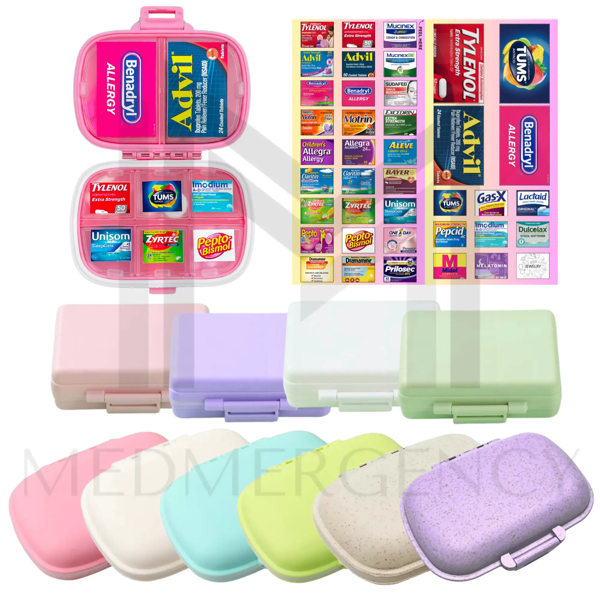 [Bundle Available] Medicine Label Sticker for Travel Pill Organizer | Pill Organizer Sticker Sheets | Storage Box | Mini Container Case Healthcare Aid